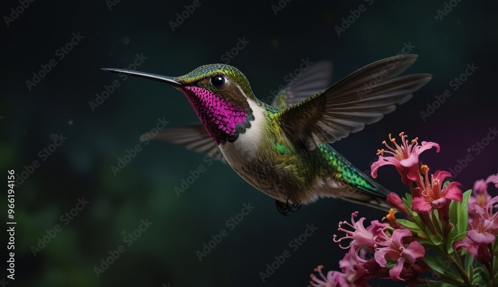 Fototapeta premium Vibrant Hummingbird in Flight