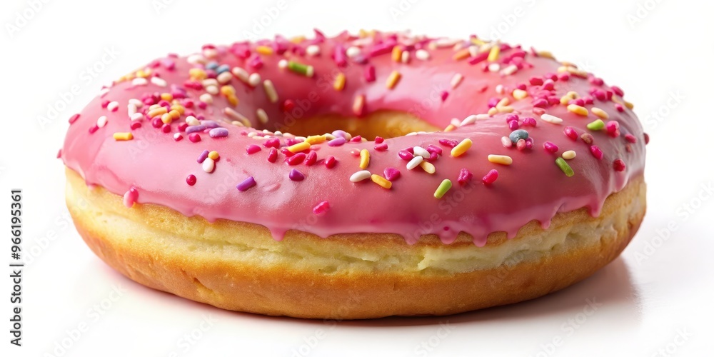 Pink Glazed Donut with Colorful Sprinkles, food , bakery , dessert Pink Glazed Donut with Colorful Sprinkles, food , bakery , dessert
