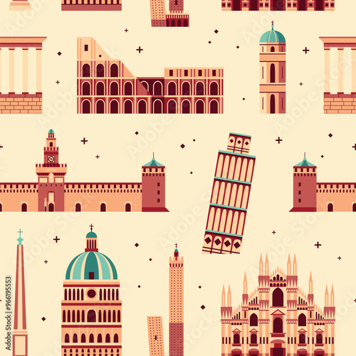 Italy Travel Monuments and Landmarks Pattern