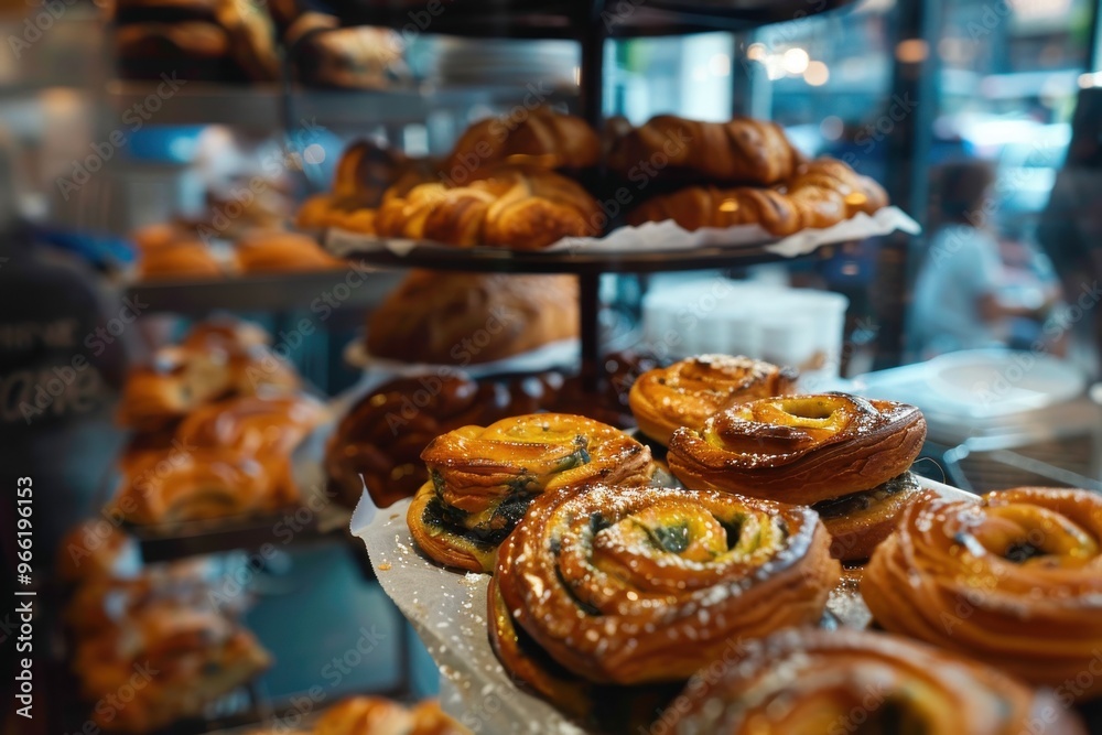 Close-up on Danish pastries at a cafe Close-up on Danish pastries at a cafe â food and drink concepts