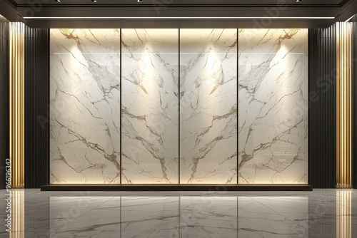 Elegant marble wall panels in modern luxury lobby interior
