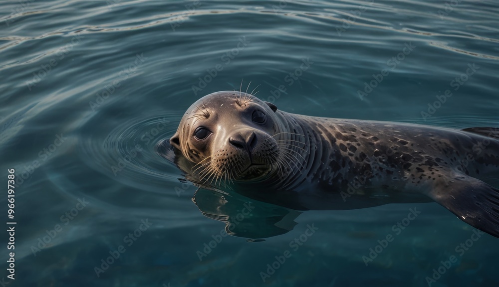 Obraz premium Curious Seal in Tranquil Waters
