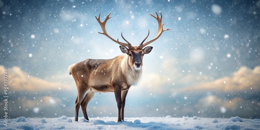 Reindeer in a Snowy Landscape, Digital Art, Winter Animal, Snow, Reindeer Reindeer in a Snowy Landscape, Digital Art, Winter Animal, Snow, Reindeer