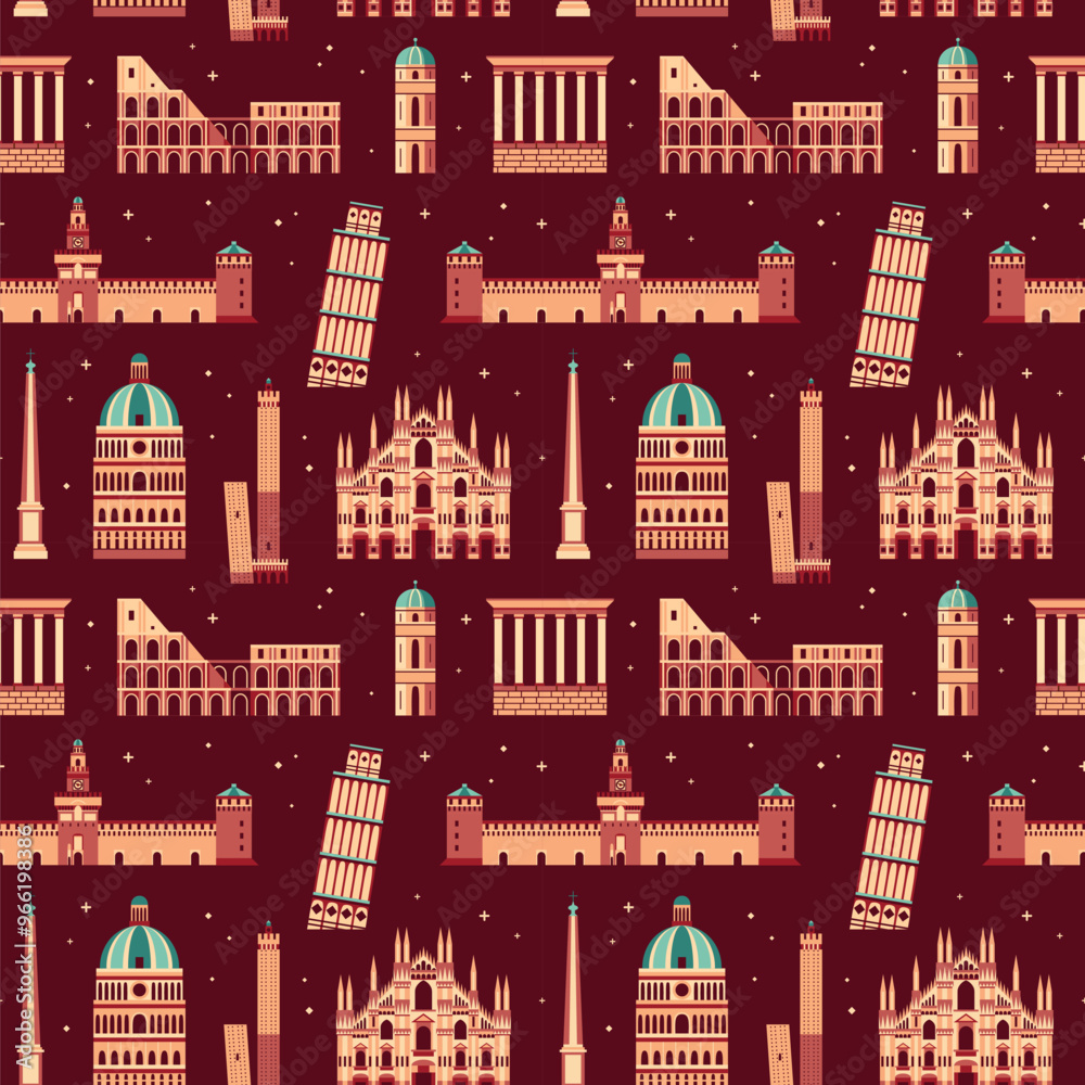 Italy Travel Monuments and Landmarks Pattern