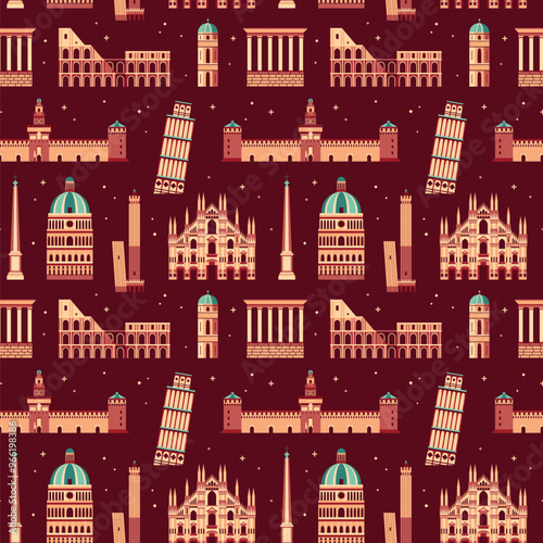 Obraz na płótnie Italy Travel Monuments and Landmarks Pattern w salonie