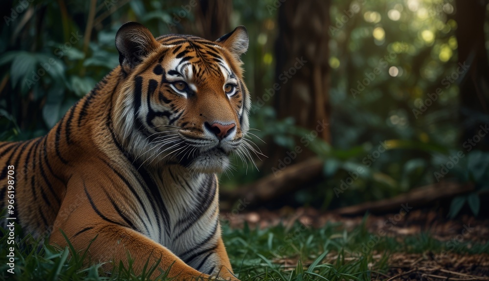 Obraz premium Majestic Tiger in Lush Greenery