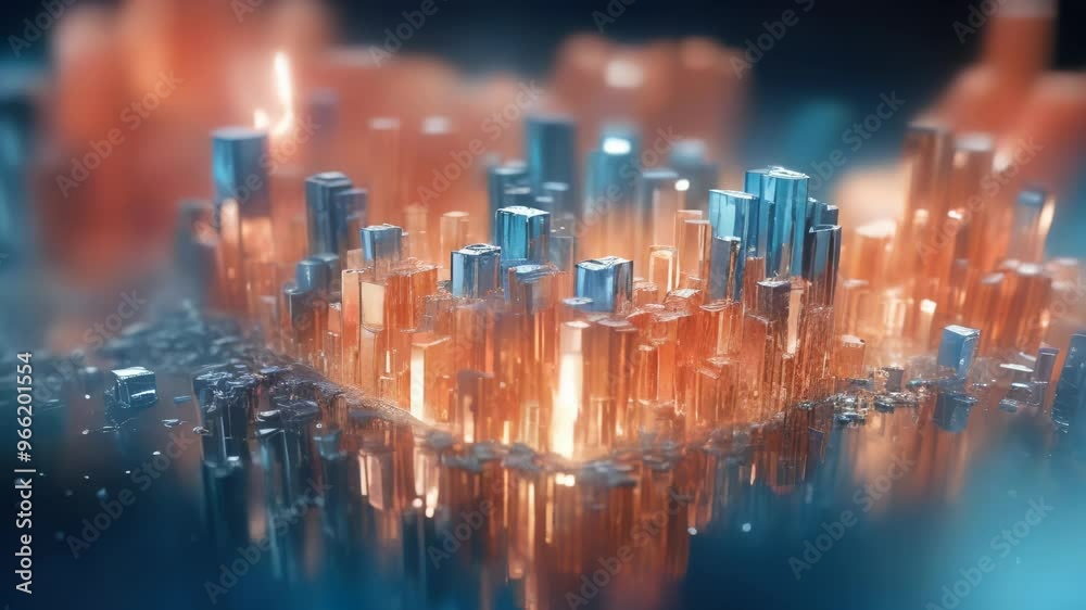 Abstract Cityscape with Glowing Glass Structures Abstract Cityscape with Glowing Glass Structures