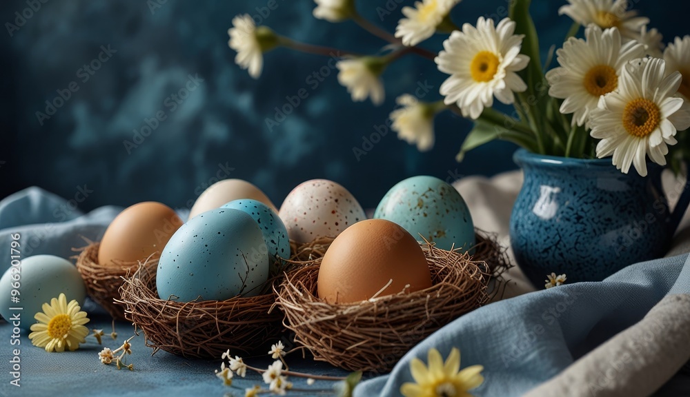 Colorful Easter Eggs in Nest Colorful Easter Eggs in Nest