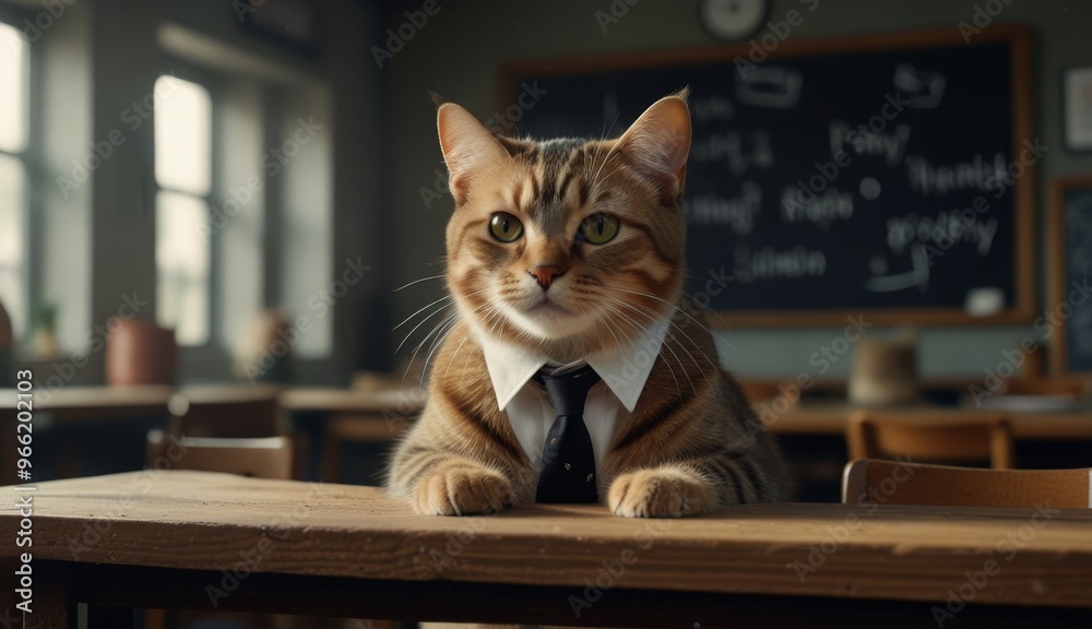 Dapper Cat in Classroom Setting Dapper Cat in Classroom Setting