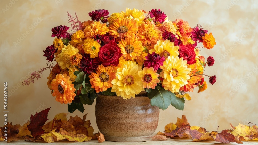 custom made wallpaper toronto digitalVibrant Autumnal Bouquet in Ceramic Vase with Cozy Vibes