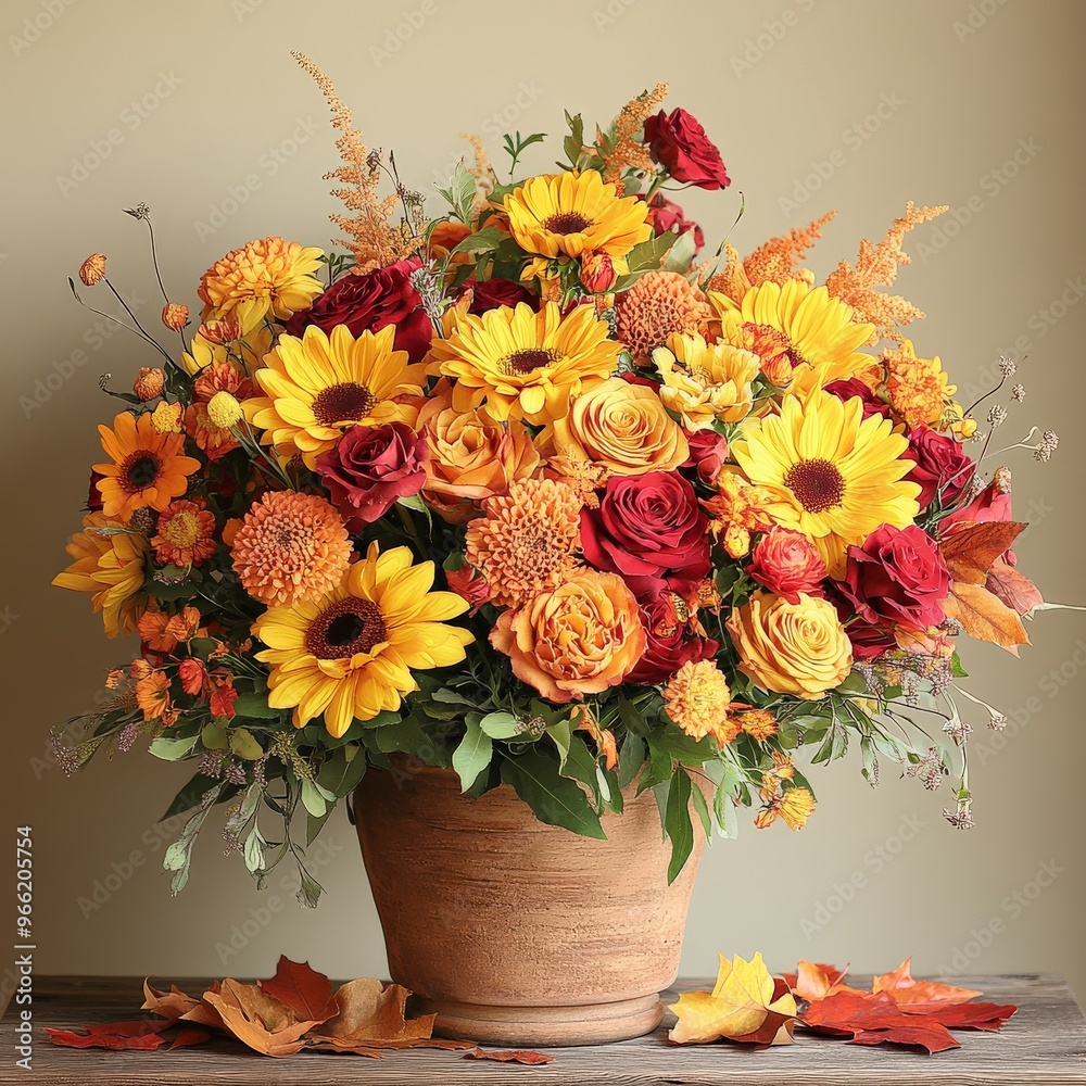 Vibrant Autumnal Bouquet in Ceramic Vase with Cozy Vibes Vibrant Autumnal Bouquet in Ceramic Vase with Cozy Vibes