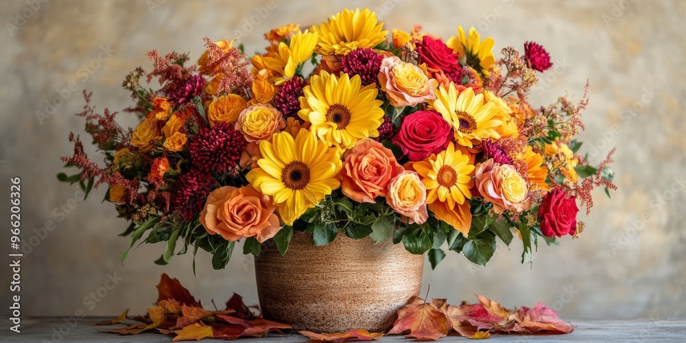 custom made wallpaper toronto digitalVibrant Autumnal Bouquet in Ceramic Vase with Cozy Vibes