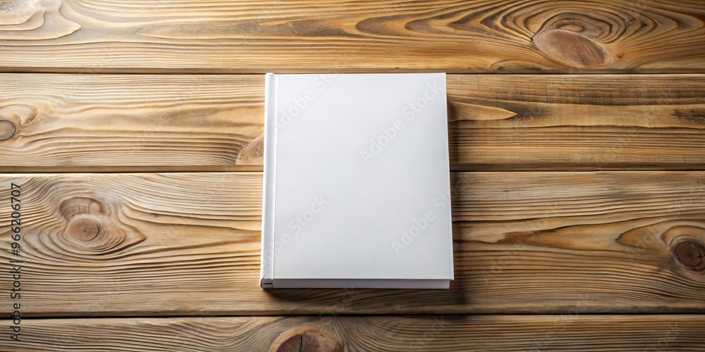 White Booklet Mockup on Wooden Background, Mockup, Book, Wood,