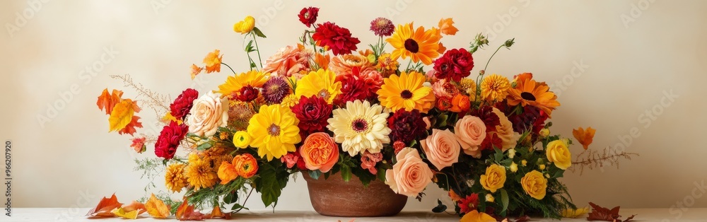 Vibrant Autumnal Bouquet in Ceramic Vase with Cozy Vibes Vibrant Autumnal Bouquet in Ceramic Vase with Cozy Vibes