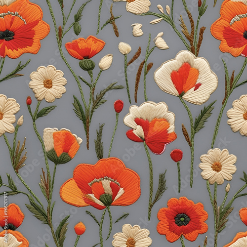 seamless pattern with poppies