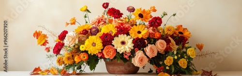 Wallpaper Mural Vibrant Autumnal Bouquet in Ceramic Vase with Cozy Vibes Torontodigital.ca