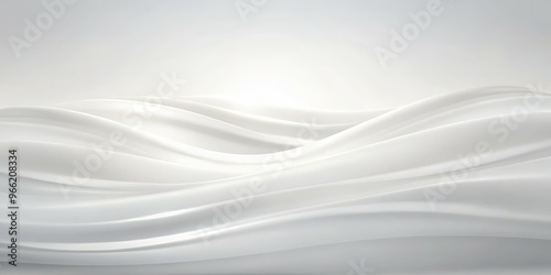 Abstract White Fabric Waves, 3D Rendering, Light and Shadow, Background, Texture, Minimalism