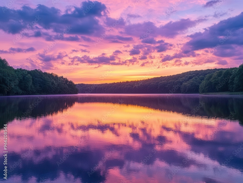 Light reflecting off a calm lake at sunset, creating a mirror-like effect, light reflection, nature photography Light reflecting off a calm lake at sunset, creating a mirror-like effect, light reflection, nature photography