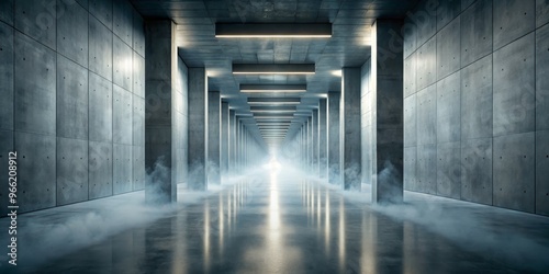 Concrete Corridor with Fog ...