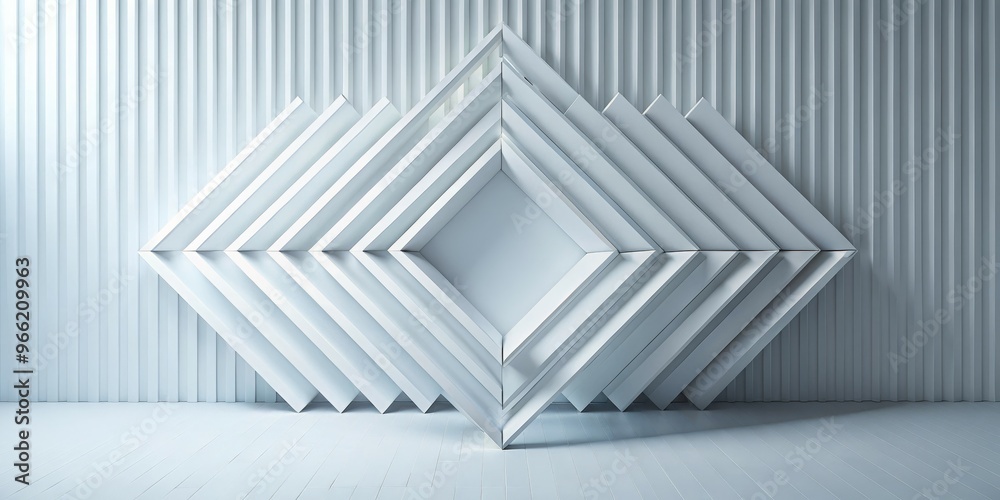 Obraz premium Geometric White Wall with Diamond Pattern, minimalist , architecture , interior design