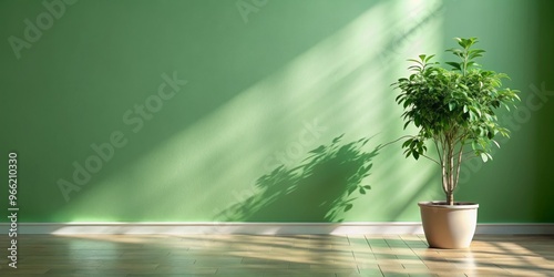 Green Wall with Sunlight an...