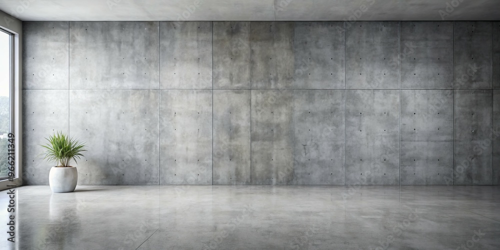 custom made wallpaper toronto digitalMinimalist Concrete Interior Design with Plant in Pot, Concrete Wall, Concrete Floor, Modern Interior, Architectural Design, Interior Design, Concrete Wall Design