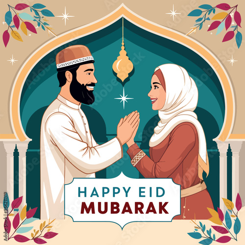 Warm Eid Mubarak Greetings Illustration







