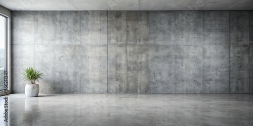 Wallpaper Mural Minimalist Concrete Interior Design with Plant in Pot, Concrete Wall, Concrete Floor, Modern Interior, Architectural Design, Interior Design, Concrete Wall Design Torontodigital.ca