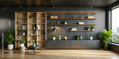 Modern Living Room with Woo...