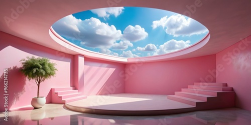 Pink Room with Circular Sky...