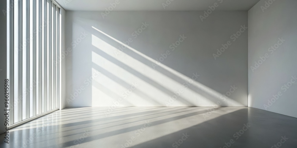 Fototapeta premium Sunlight Streaming Through Window in Empty Room, minimalism, architecture, interior design