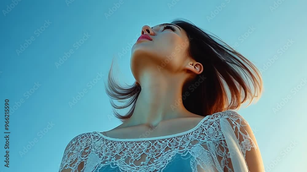 beautiful korean female model enjoying the sun
