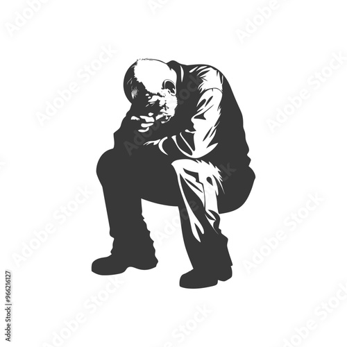 Wallpaper Mural A Silhouette of a Man Kneeling with His Head Bowed Torontodigital.ca