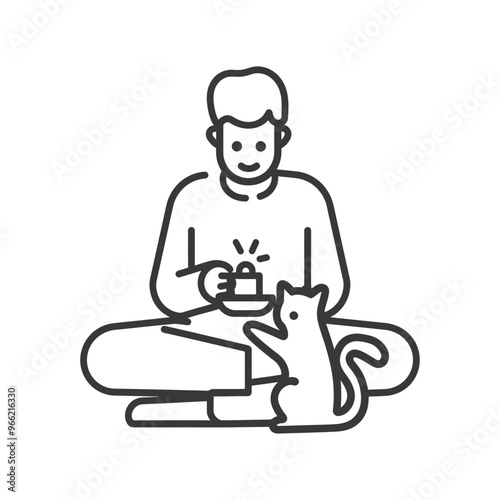 A Man Sharing a Drink with His Cat