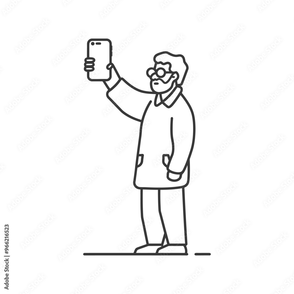 A Man Taking a Selfie with a Smartphone A Man Taking a Selfie with a Smartphone