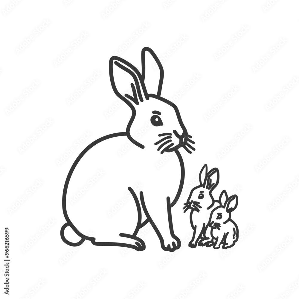A Mother Rabbit Sitting With Two Baby Bunnies A Mother Rabbit Sitting With Two Baby Bunnies