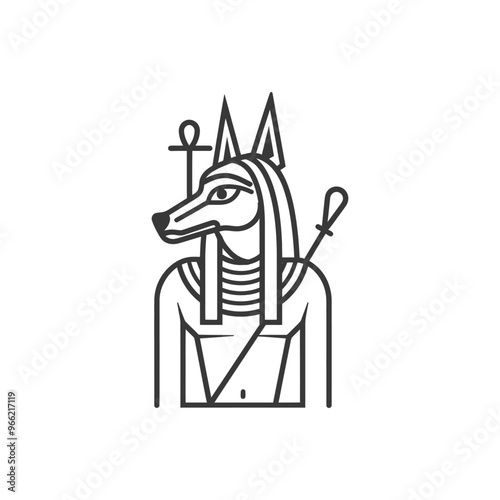 Anubis the Egyptian God of the Dead Depicted with a Crook and Flail