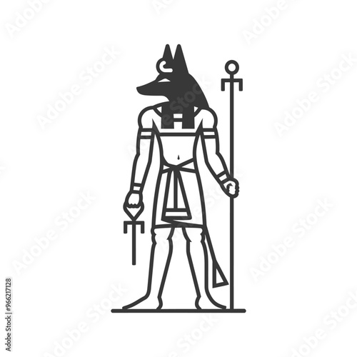 Anubis the Egyptian God of the Dead Holding a Crook and Flail