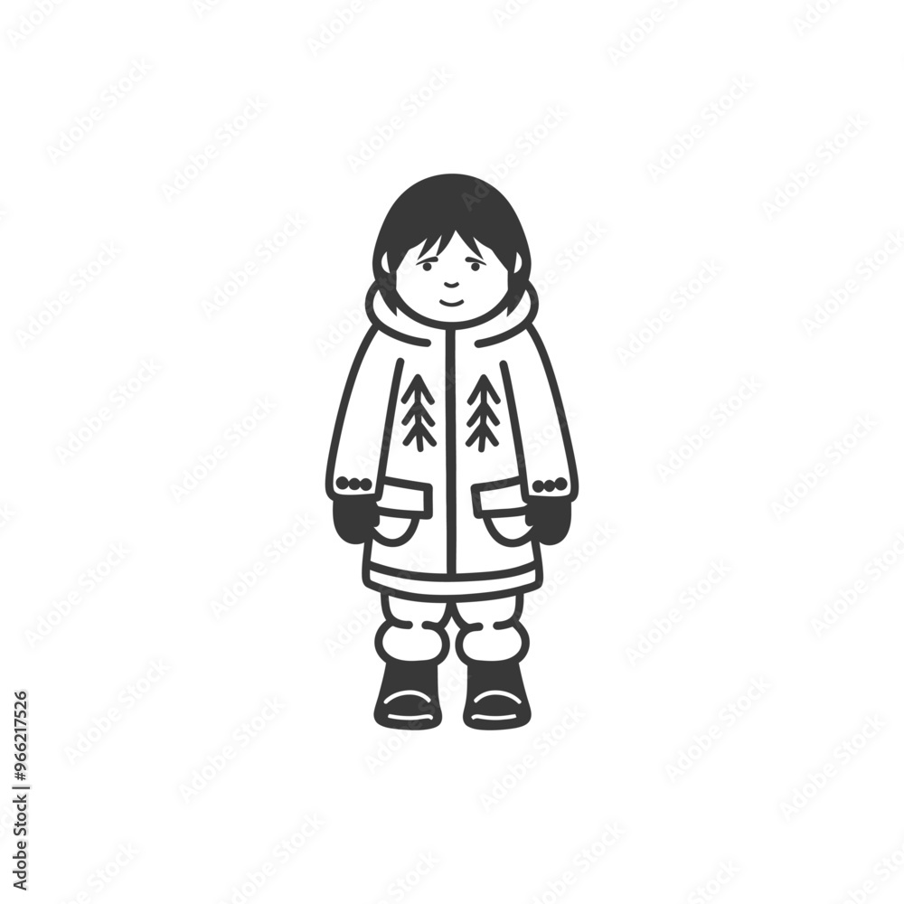 A Person Wearing Traditional Inuit Clothing with a Hood A Person Wearing Traditional Inuit Clothing with a Hood