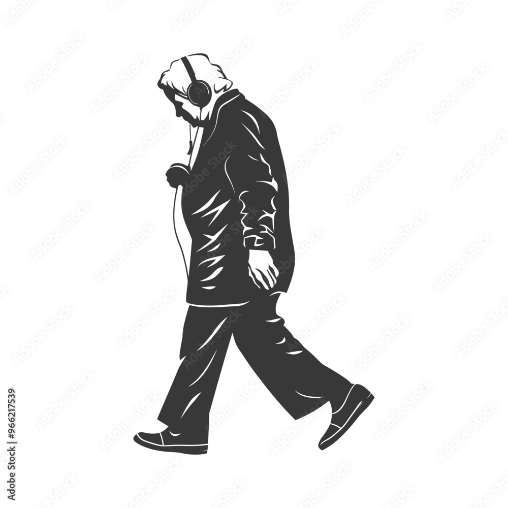 A Person Walking While Wearing Headphones A Person Walking While Wearing Headphones