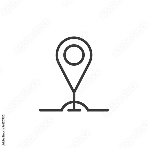 A Pinned Location Icon with a Ground Line