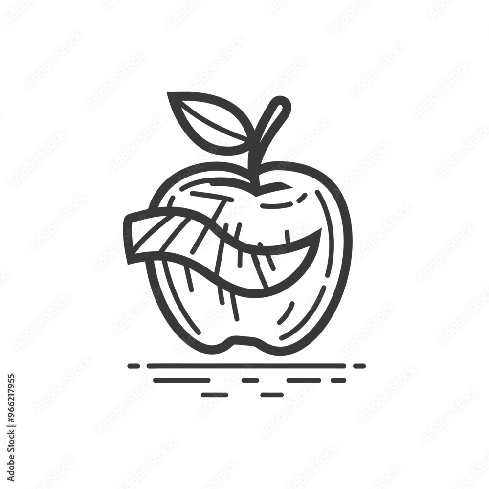 Apple with a Measuring Tape Wrapped Around It Apple with a Measuring Tape Wrapped Around It
