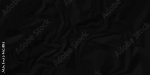 Vector Texture of dark black crumpled wrinkle chaotic paper. closeup old crumple black paper sheet abstract shape background space for text.