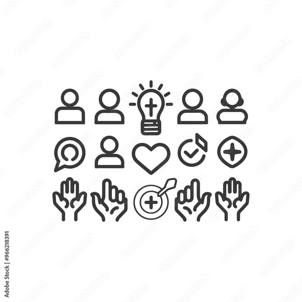 A Set of Simple Line Icons Depicting Christian Themed Concepts A Set of Simple Line Icons Depicting Christian Themed Concepts