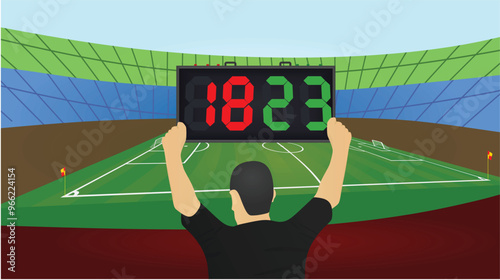 Soccer substitution notice. vector illustration