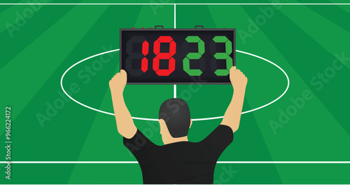 Soccer substitution notice. vector illustration