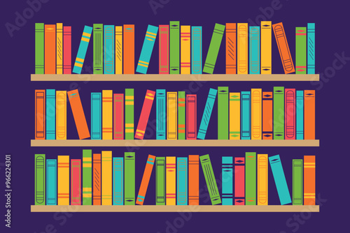 Bookshelf with books. Vector illustration for banners, advertising, shops, libraries, schools, universities, educational courses.