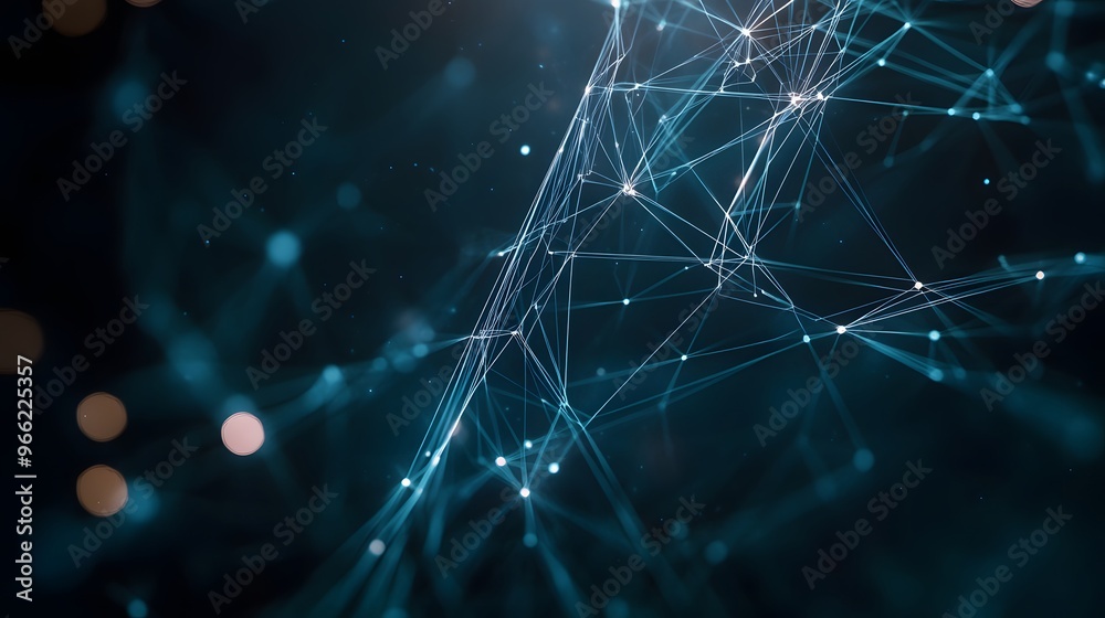 Abstract network of glowing lines and dots on a dark background. Abstract network of glowing lines and dots on a dark background.