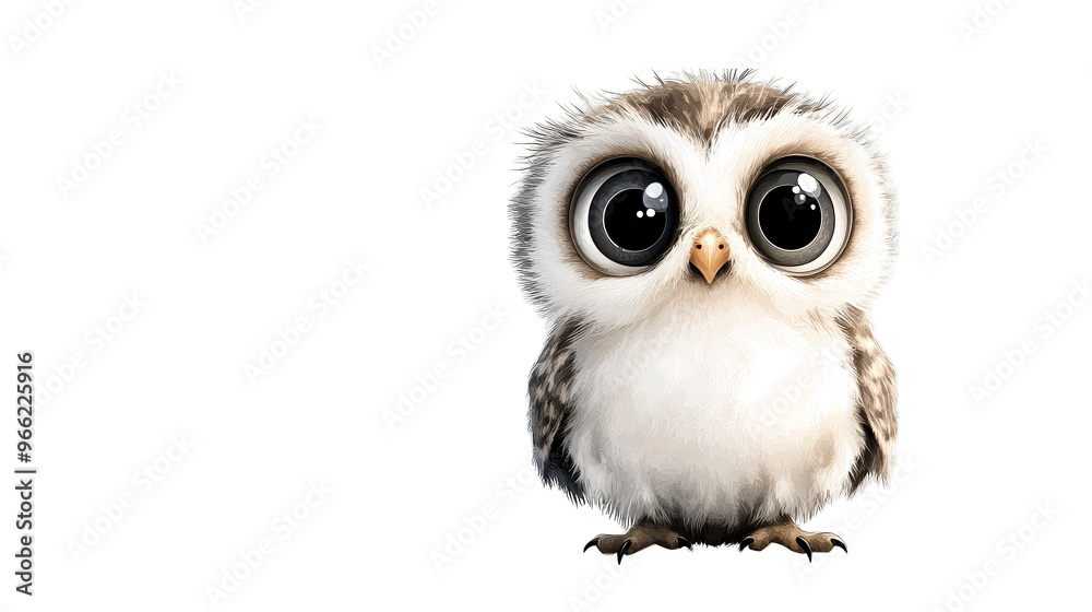 Fototapeta premium A cute and fluffy young owl with large eyes, perfect for nature-themed projects or children's media.