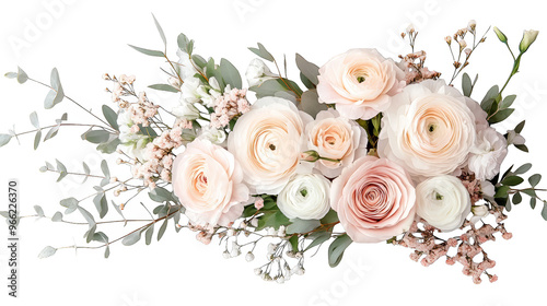 A stunning arrangement of soft pink roses and delicate greenery, perfect for weddings and floral decor.